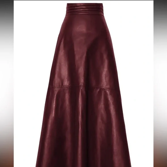 Temu Burgundy, 3XL Flared A-line Faux Leather Solid Color Skirt, NWOT - Picture 7 of 7